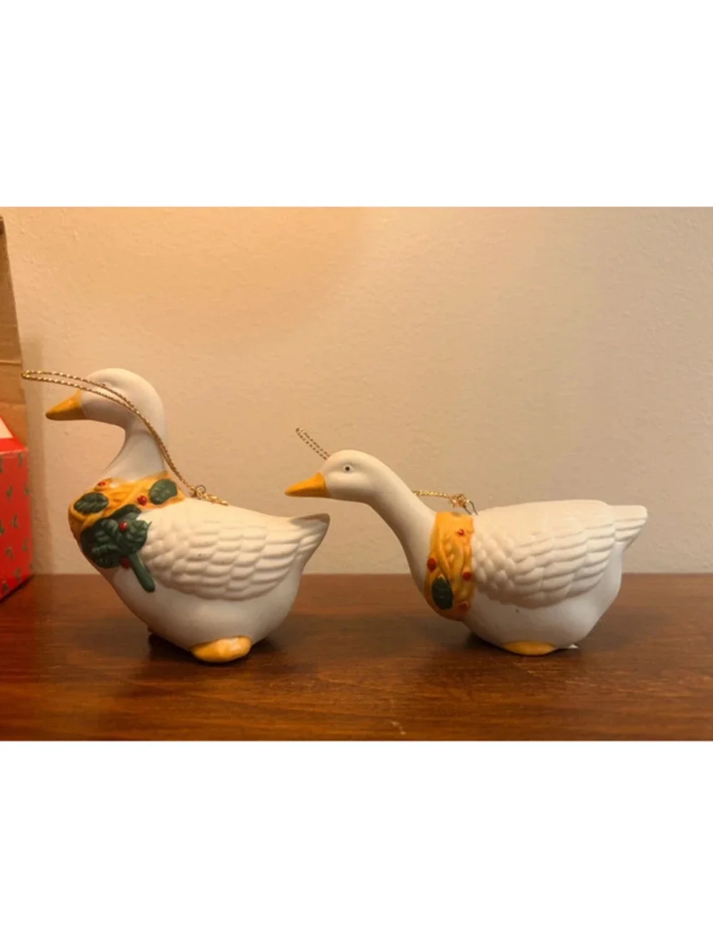 Vintage Christmas Around the World Goose Ornaments Set of 2 w/ Box Taiwan